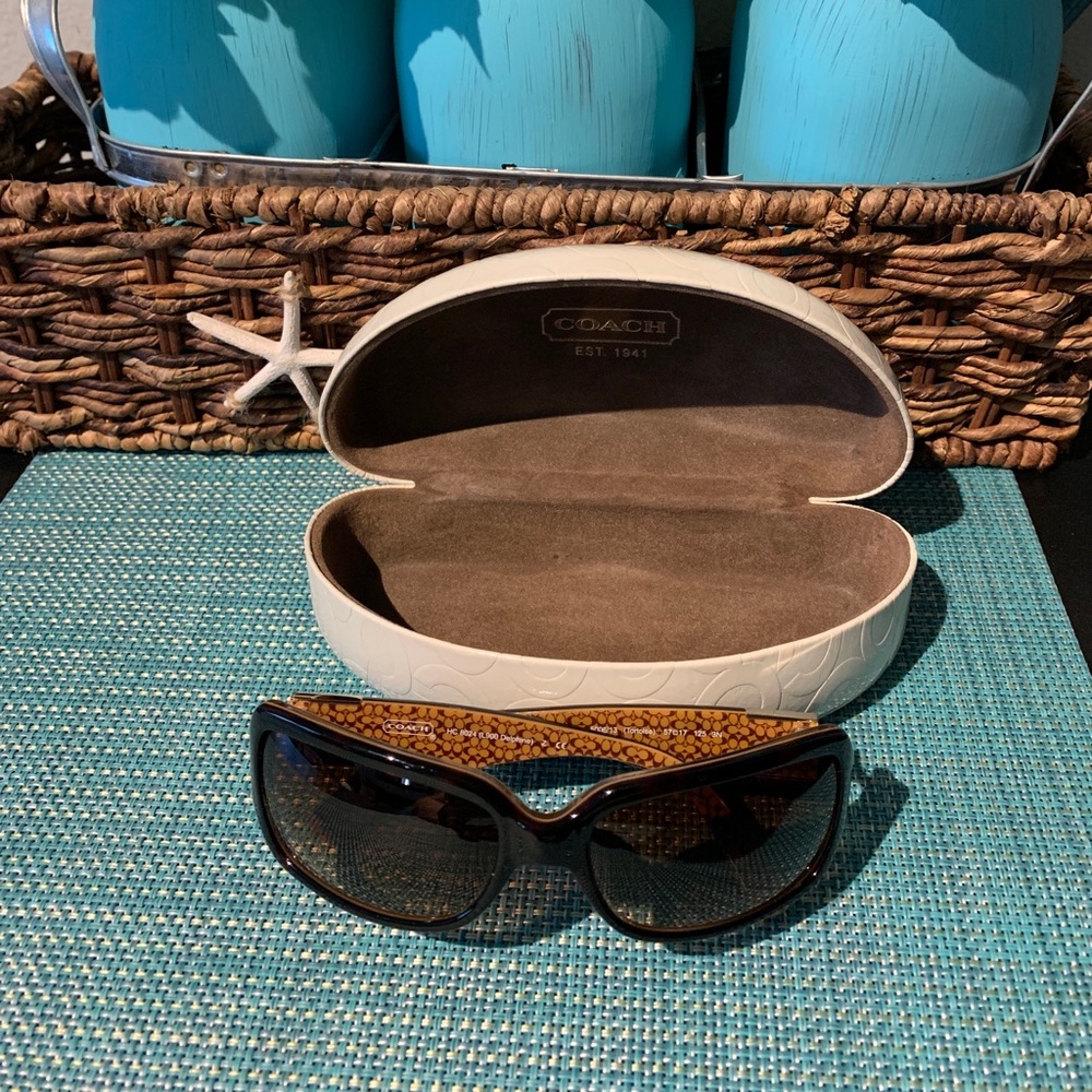 Coach brown sunglasses with White case